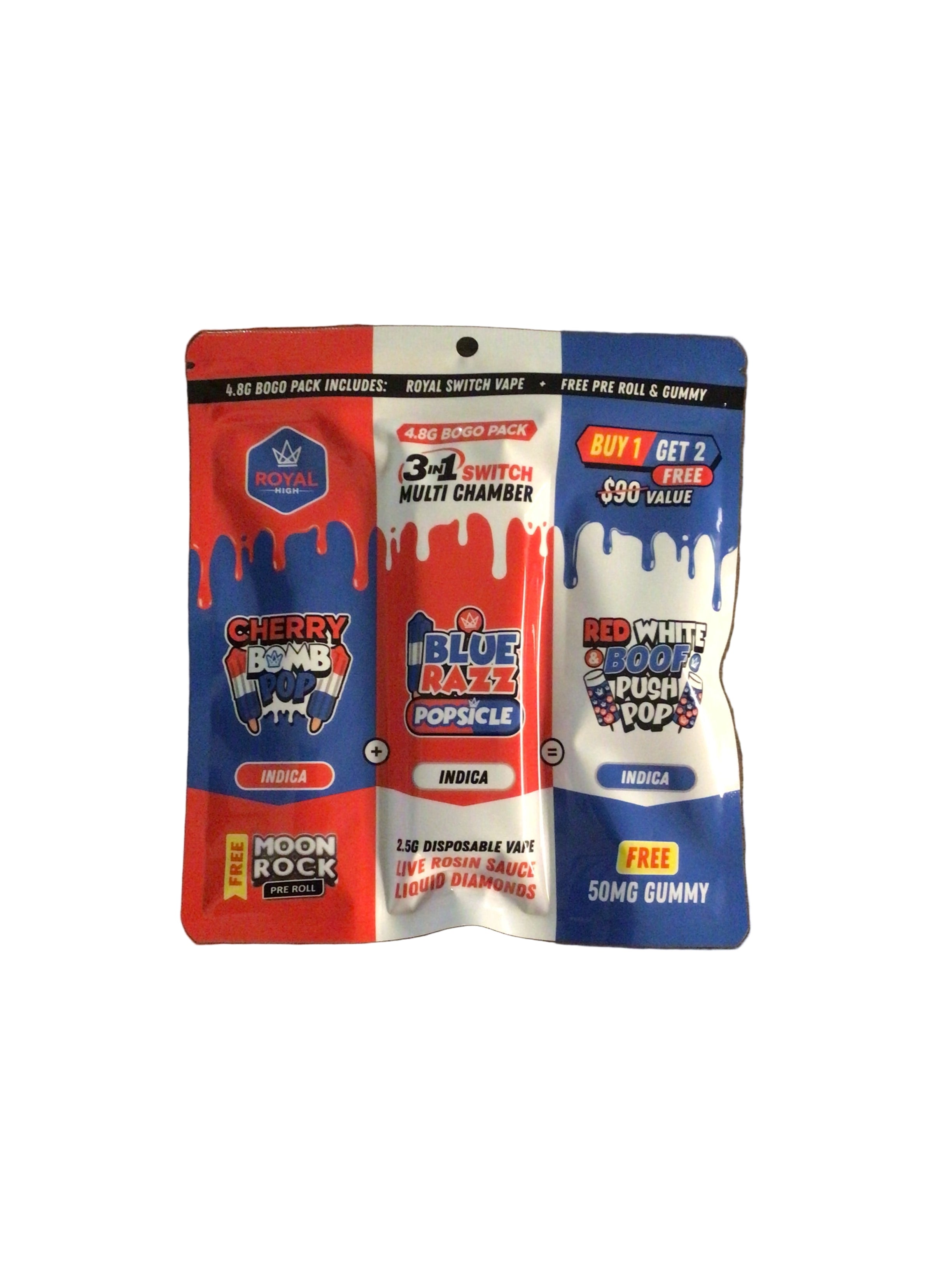ROYAL HIGH 3in1 BOGO Pack – 1 Live Resin Vape | 1 - MoonRock Preroll