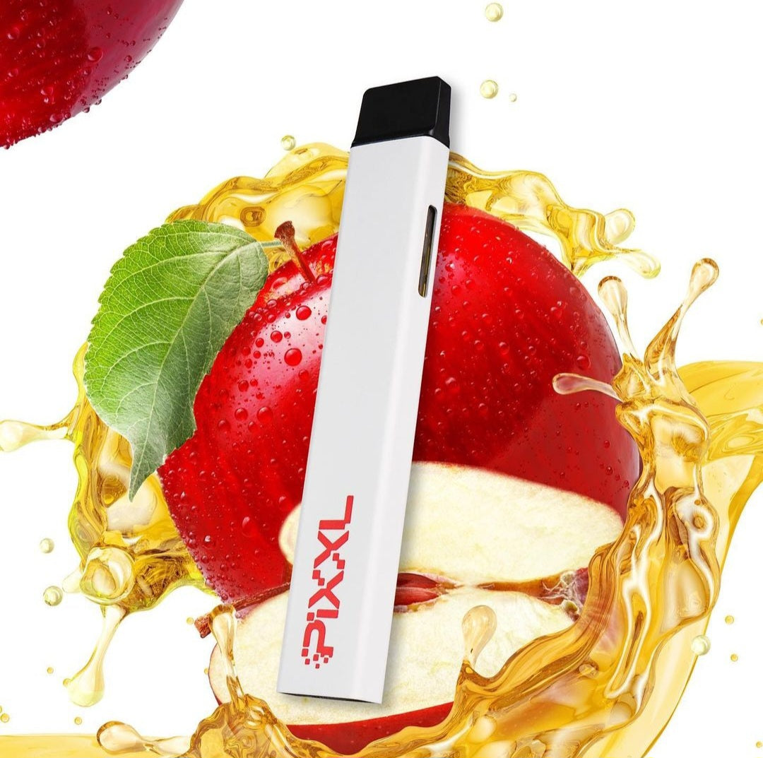 Vape pen with apple and juice splash background