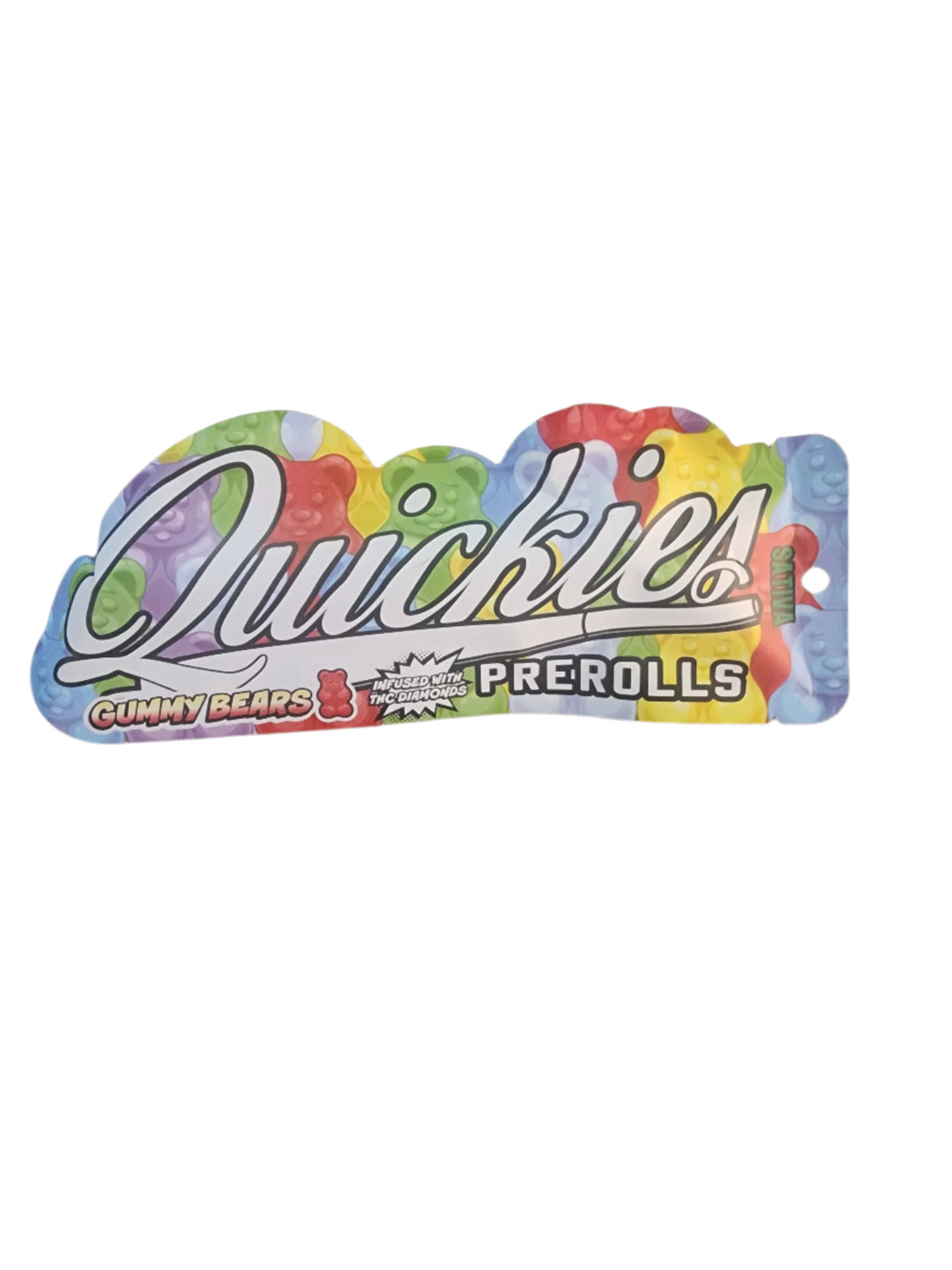 Quickies 1g Flavors Preroll infused with Sativa Gummy Bears flavor, featuring colorful packaging with bold branding in La Habra.
