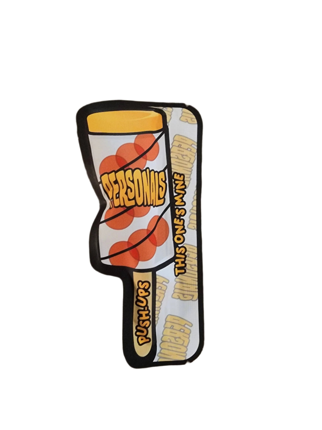 Personals Infused Flower - Push-Ups cannabis flower packaging featuring vibrant orange and yellow design with nostalgic push-up ice cream theme.
