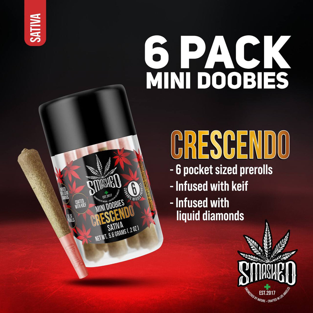 SMASHED 6 Pk THC Diamond Infused Mini Doobies CRESCENDO
