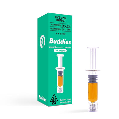 Buddies Brand 1g Liquid Diamonds Live Resin Syringe GMO x WEDDING CAKE