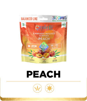 DIME INDUSTRIES Balanced Line 1:2 THC/CBD Vegan Gummies — PEACH