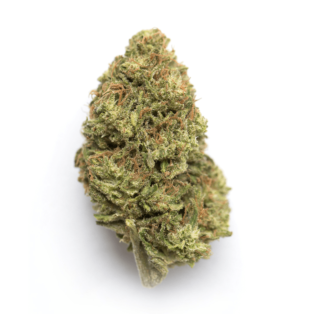 Close-up of a cannabis bud included in the 1/8 Oz - 1 Edible - 1 Vape BUNDLE SPECIAL, showcasing dense green and orange trichomes.