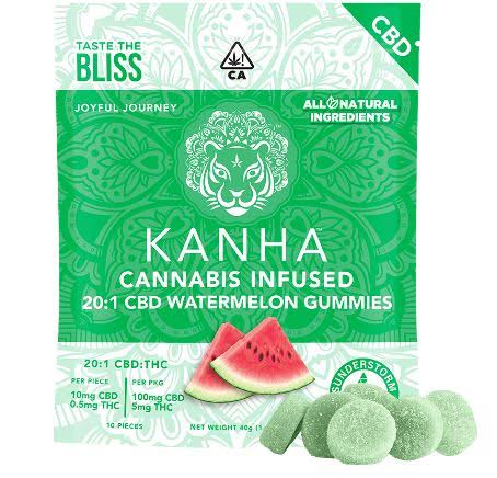 KANHA 20:1 CBD + THC Gummies - WATERMELON