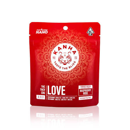 KANHA Taste the Bliss 2:1:1 THC | THCV | CBG Cannabis-Infused Gummies - LOVE | RASPBERRY ROSE.