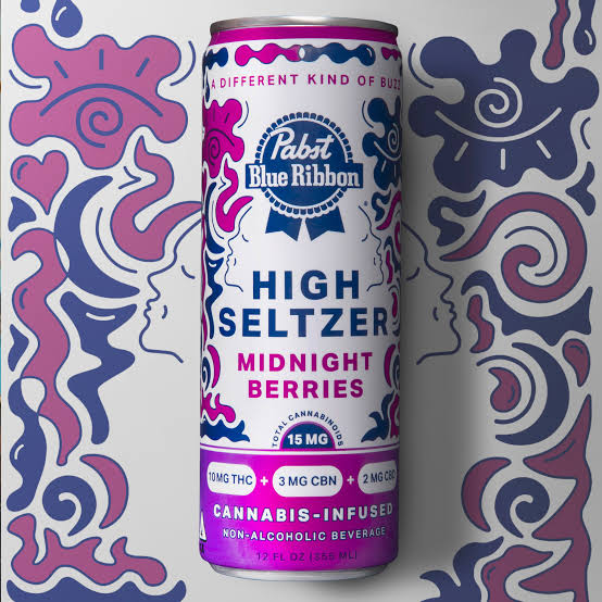Pabst Blue Ribbon THC + CBN + CBD Vegan Cannabis Beverage - MIDNIGHT BERRIES