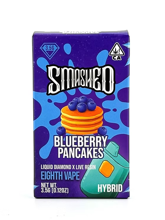 SMASHED Liquid Diamond X Live Resin Eighth Vape Disposable – BLUEBERRY PANCAKES